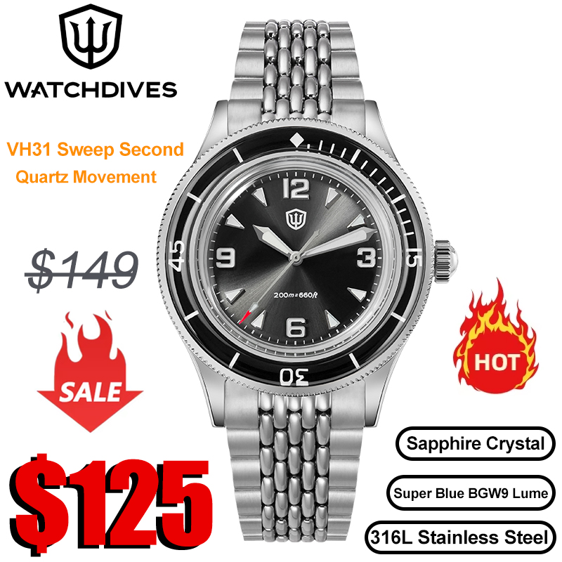 Vintage Collectible Watches - Watchdives WD50Q Saatler VH31 Kuvars Hareketi