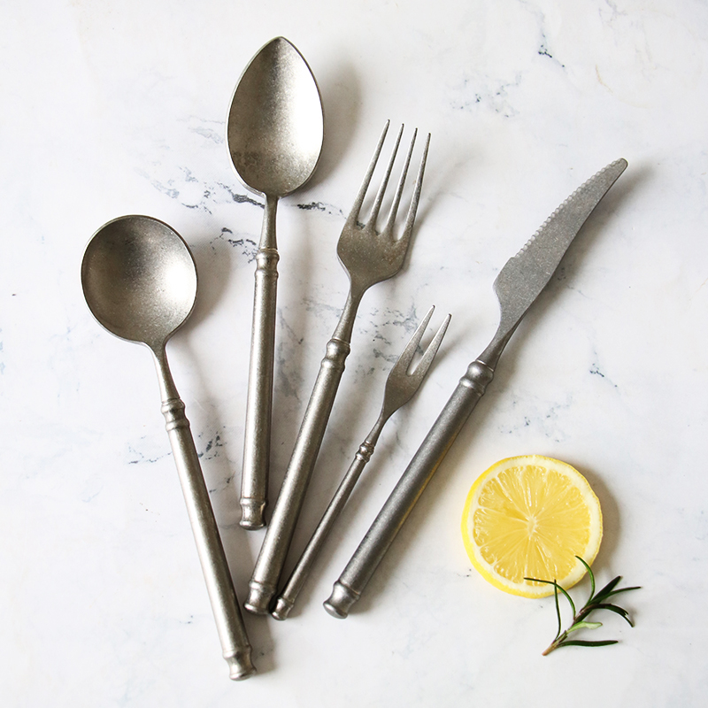 Vintage Collectible Spoons - Retro Fırçalama 304 Paslanmaz Çelik Sofra